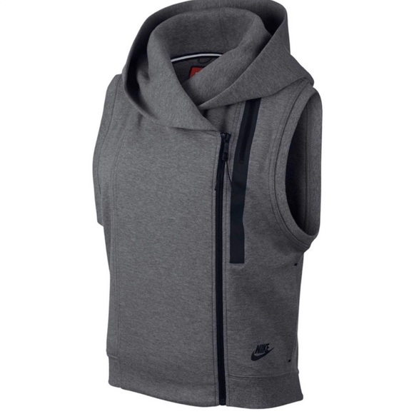 Nike Jackets & Blazers - Nike Sportswear Tech Fleece Hooded Zip Vest Gray Womens Size Large